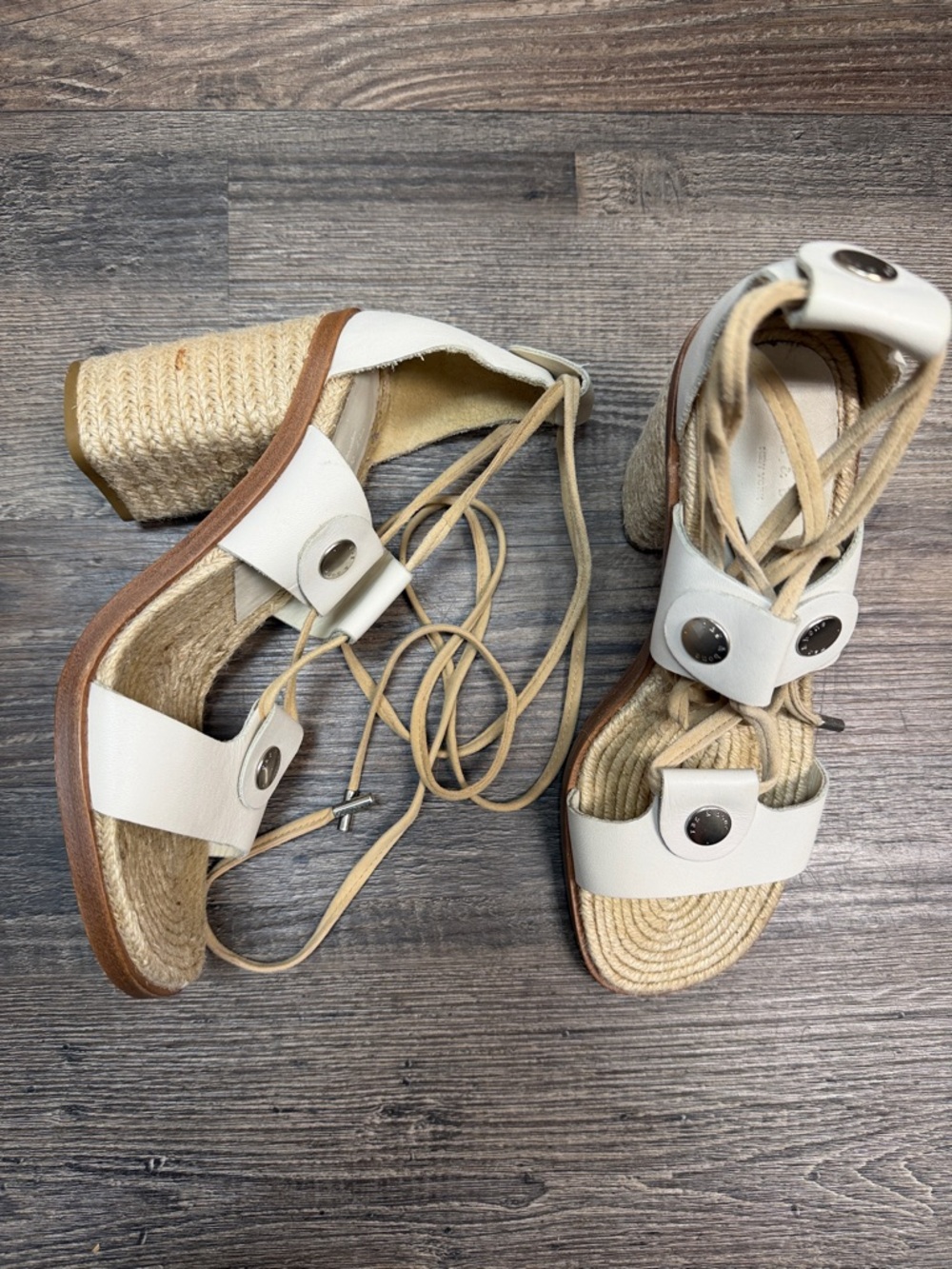 Rag & Bone Eden Lace-Up Block Heel Raffia‎ Sandal Shoe Size EUR 36.5/US 6